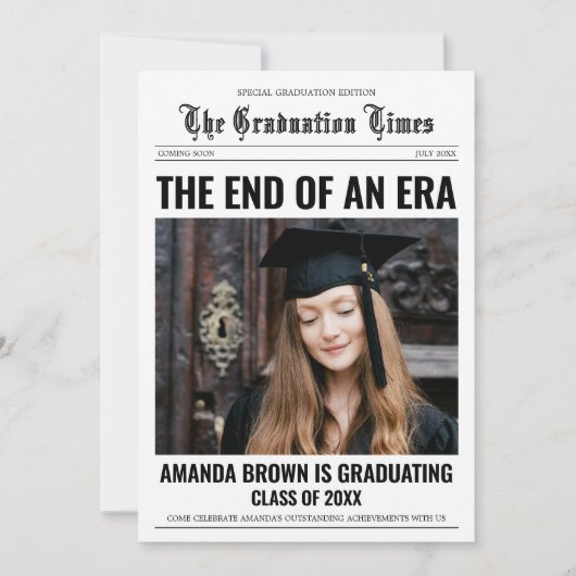 Afstuderen krant foto afstudeerfeest kaart (Voorkant)