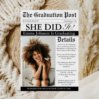 Afstuderen Krant Unieke Leuke Aangepaste Foto 2025 Kaart