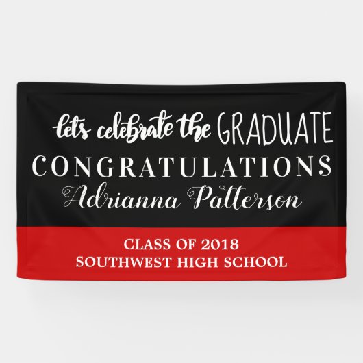 Afstuderen laat het Afstuderen zwarte rood vieren Spandoek (Horizontaal)