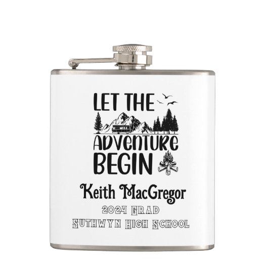 Afstuderen Laat het avontuur beginnen Heupfles (Voorkant)