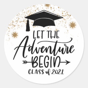 Afstuderen laat het avontuur klasse van 2021 begin ronde sticker