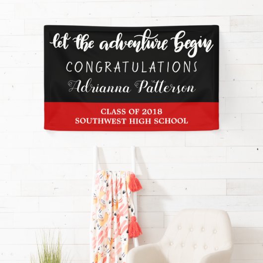 Afstuderen laat het avontuur Zwart Rood beginnen Spandoek (Insitu)