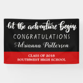 Afstuderen laat het avontuur Zwart Rood beginnen Spandoek (Horizontaal)