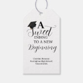 Afstuderen labels een zoet einde naar nieuw begin cadeaulabel (Voorkant)