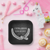 Afstuderen Laurel Wreath on Black Rock Papieren Bordje (Feest)