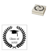 Afstuderen laurierkrans, mortier pet rubberstempel (Gestempeld)