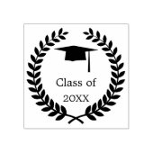 Afstuderen laurierkrans, mortier pet rubberstempel (Afrduk)