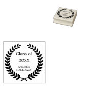Afstuderen lauwerkrans monogram rubberstempel (Gestempeld)