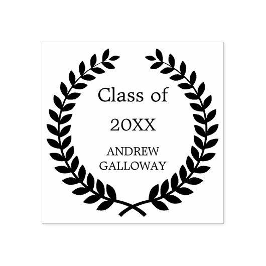 Afstuderen lauwerkrans monogram rubberstempel (Afrduk)