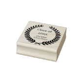 Afstuderen lauwerkrans monogram rubberstempel (Stempel)