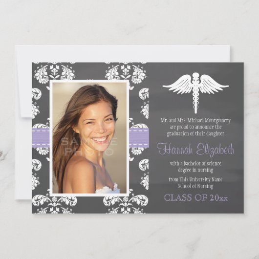 Afstuderen lavender Chalkboard Nursing School Kaart (Voorkant)