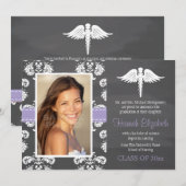 Afstuderen lavender Chalkboard Nursing School Kaart (Voorkant / Achterkant)
