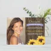 Afstuderen lavender Sunflower Aankondiging (Staand voorkant)