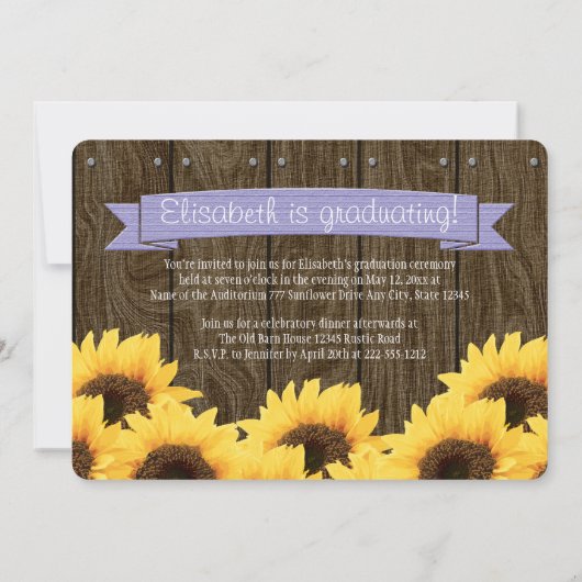 Afstuderen lavender Sunflower Aankondiging (Achterkant)