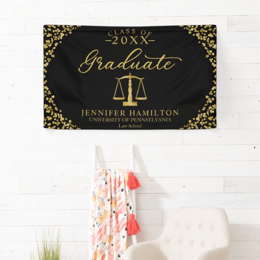 Afstuderen Law School Black Gold Afstuderen Spandoek (Insitu)