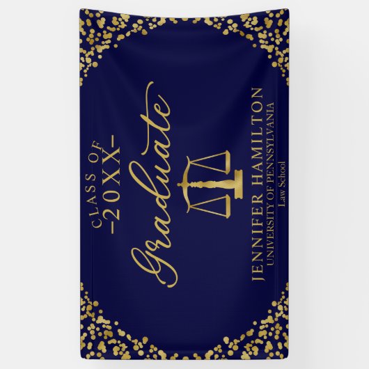 Afstuderen Law School Blauw Goud Afstuderen Banner (Verticaal)