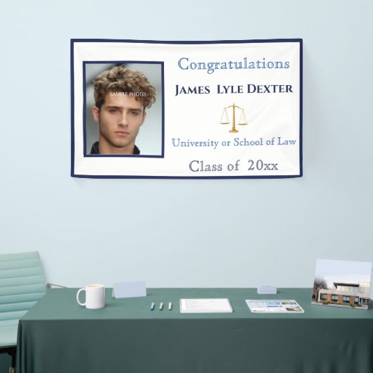 Afstuderen Law School Schalen van Justitie Foto Spandoek (Beurs)