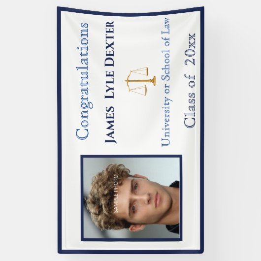 Afstuderen Law School Schalen van Justitie Foto Spandoek (Verticaal)