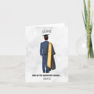 Afstuderen Leavers Gown & Pet Man Feestdagen Kaart