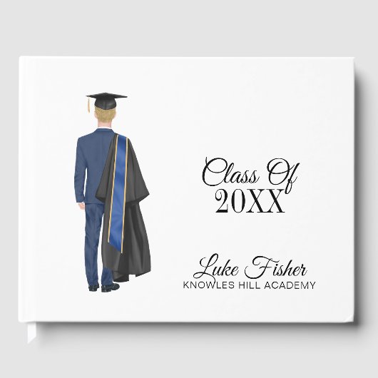 Afstuderen Leavers Party Guest Book Young Man Gastenboek (Voorkant)