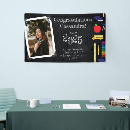 Afstuderen leerlingenonderricht in Chalkboard Spandoek (Beurs)