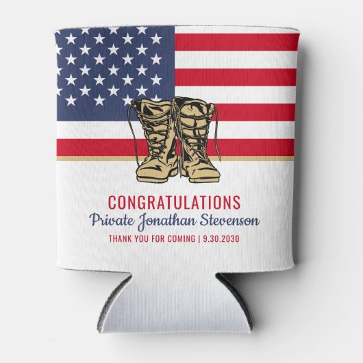 Afstuderen Leger Boot Camp Patriottisch Blikjeskoeler (Voorkant)