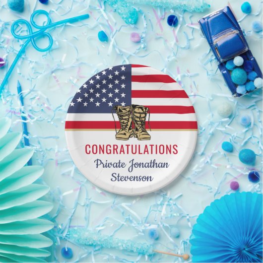 Afstuderen Leger Boot Camp Patriottisch Papieren Bordje (Feest)