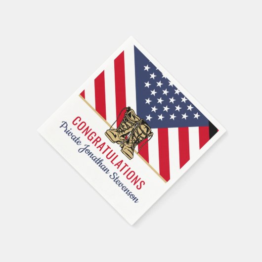 Afstuderen Leger Boot Camp Patriottisch Servet (Hoek)