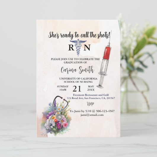 Afstuderen Lente wilde bloem Kaart (Staand voorkant)