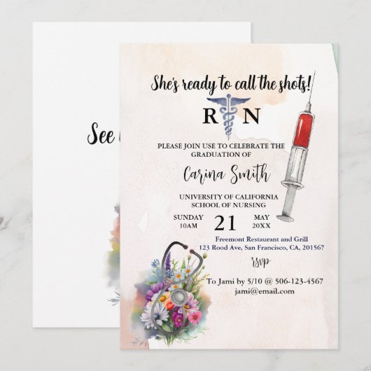 Afstuderen Lente wilde bloem Kaart (Voorkant / Achterkant)