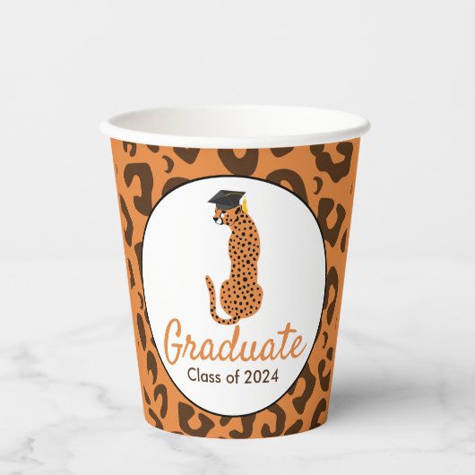 Afstuderen Leopard Paper cup Papieren Bekers (Voorkant)