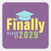 afstuderen leuk, eindelijk kleurrijk vierkante sticker (Voorkant)
