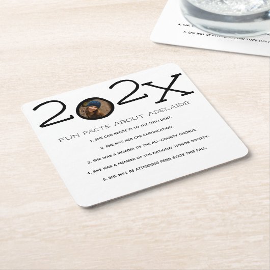 Afstuderen Leuke Feiten Aangepaste Foto Kartonnen Onderzetters (Schuin)