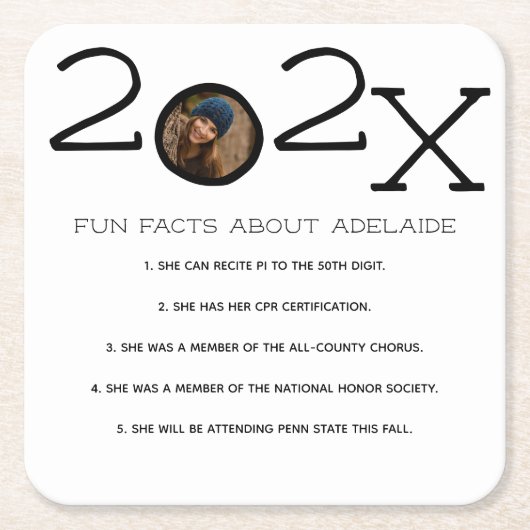 Afstuderen Leuke Feiten Aangepaste Foto Kartonnen Onderzetters (Voorkant)