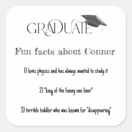 Afstuderen Leuke Feiten Met Afstudeerdop Vierkante Sticker