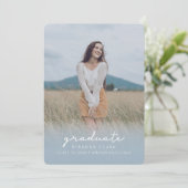 Afstuderen lichtblauw aankondiging (Staand voorkant)