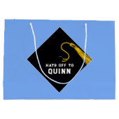 Afstuderen lichtblauw groot cadeauzakje (Achterkant)