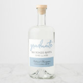 Afstuderen Lichtblauw Script | Robin Egg Brush Likeurfles Etiket (Voorkant)