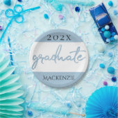 Afstuderen Lichtblauw Script | Robin Egg Brush Papieren Bordje (Feest)