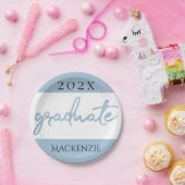 Afstuderen Lichtblauw Script | Robin Egg Brush Papieren Bordje (Feest)