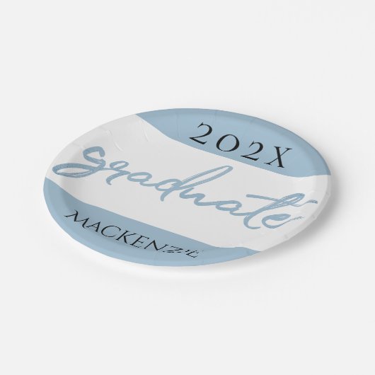 Afstuderen Lichtblauw Script | Robin Egg Brush Papieren Bordje (Gekanteld)