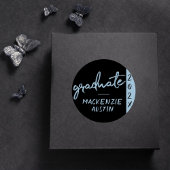 Afstuderen Lichtblauw Script | Robin Egg Brush Ronde Sticker