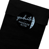 Afstuderen Lichtblauw Script | Robin Egg Brush Ronde Sticker