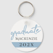 Afstuderen Lichtblauw Script | Robin Egg Brush Sleutelhanger (Achterkant)