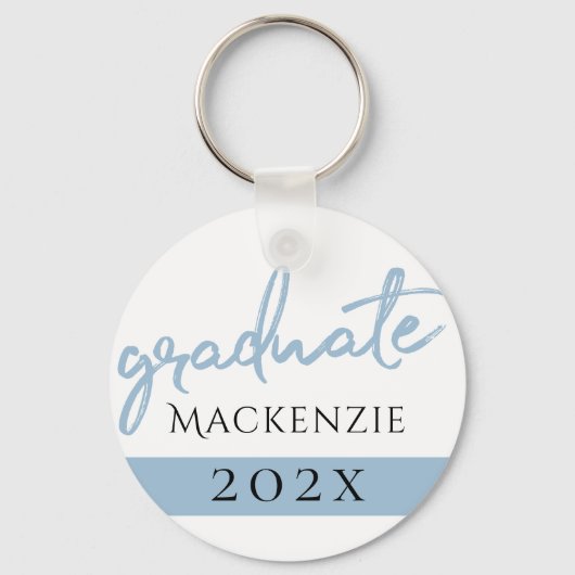 Afstuderen Lichtblauw Script | Robin Egg Brush Sleutelhanger (Achterkant)