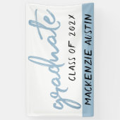 Afstuderen Lichtblauw Script | Robin Egg Brush Spandoek (Verticaal)