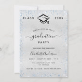 Afstuderen lichtblauwe glitter kaart (Voorkant)