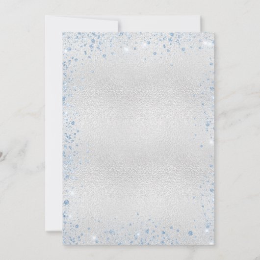 Afstuderen lichtblauwe glitter kaart (Achterkant)