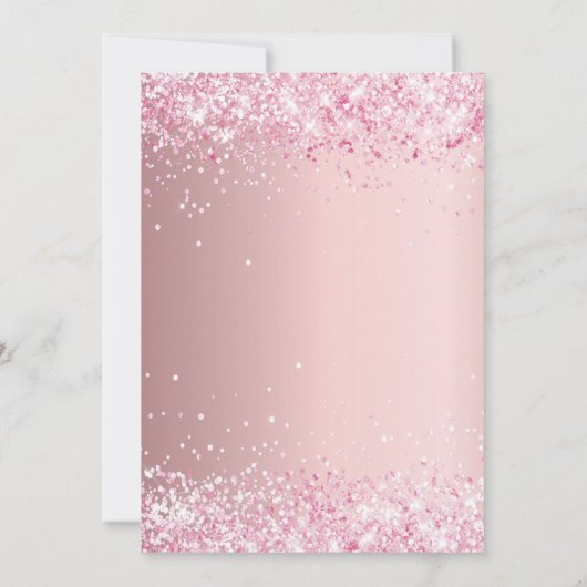 Afstuderen lichtroze glitter kaart (Achterkant)