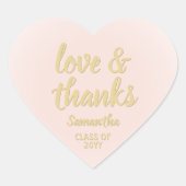 Afstuderen Liefde & Bedankt Blush Roze & Goud Eleg Hart Sticker (Voorkant)